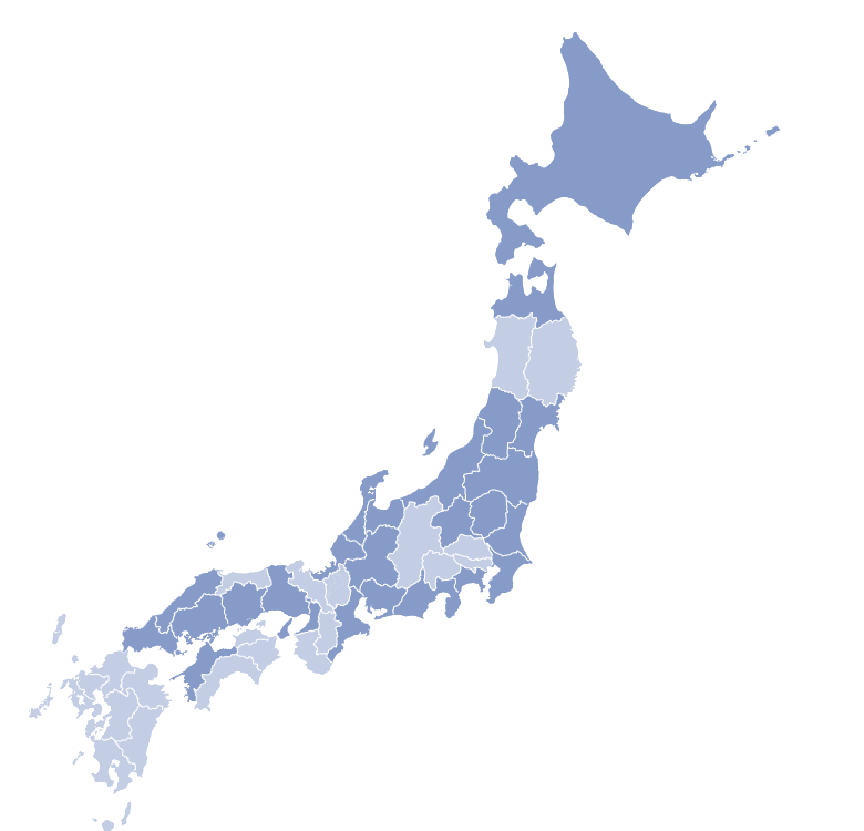 施工実績のある都道府県 地図
